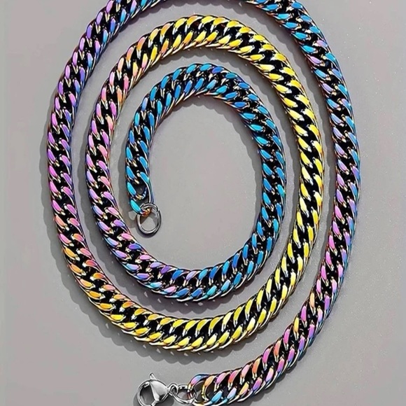 Men Multicolor Stainless Steel Chain Necklace - Picture 3 of 3